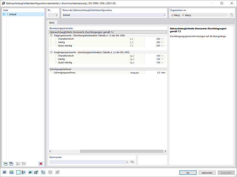Gebrauchstauglichkeitskonfiguration