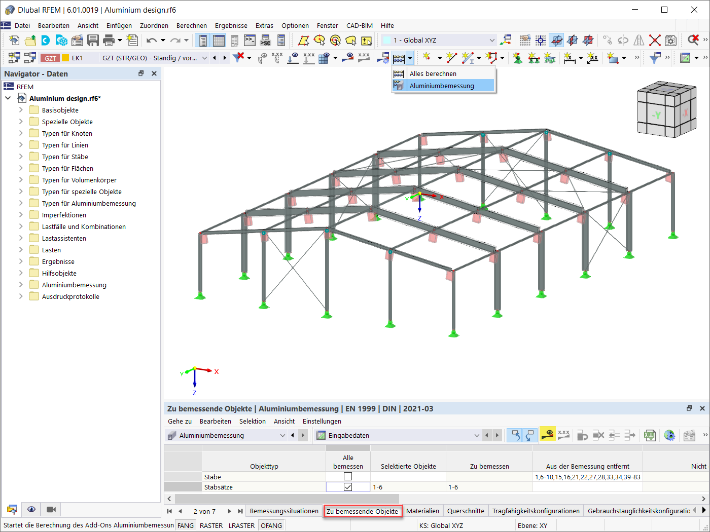 Zu bemessende Objekte