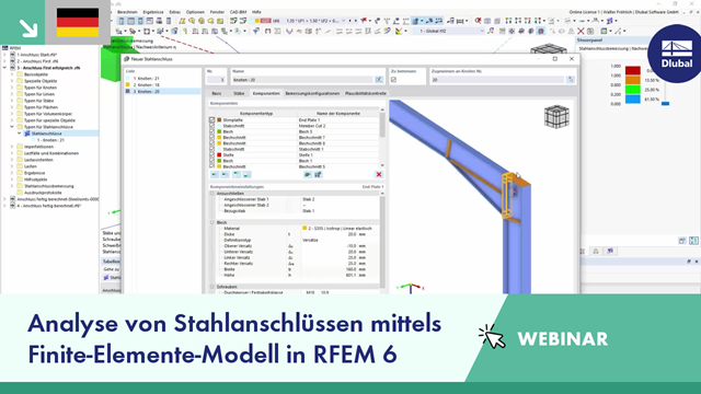 Analyse von Stahlverbindungen mit Finite-Elemente-Modell in RFEM 6