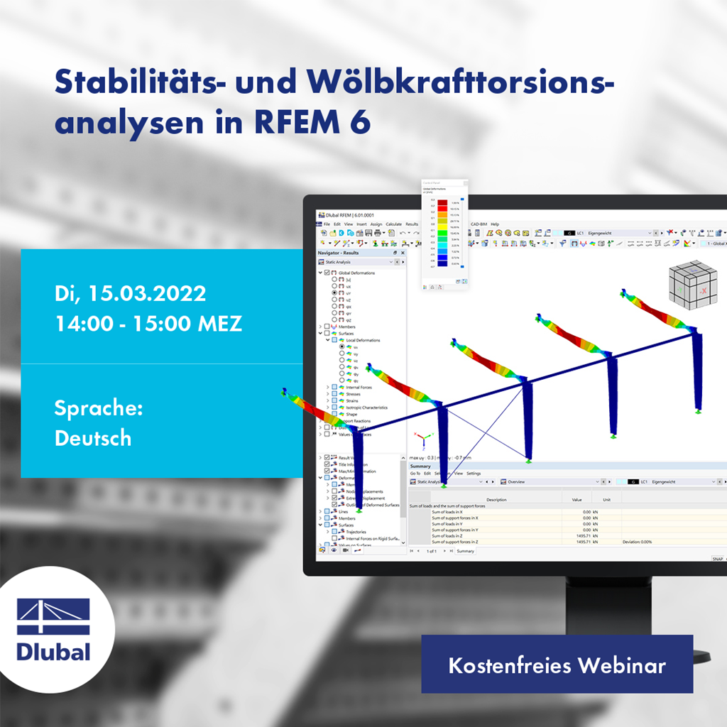 Stabilitäts- und Wölbkrafttorsions-\nanalysen in RFEM 6