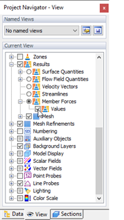 Werte der Stabkräfte anzeigen