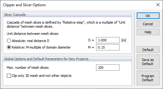 Clipper- und Slicer-Optionen