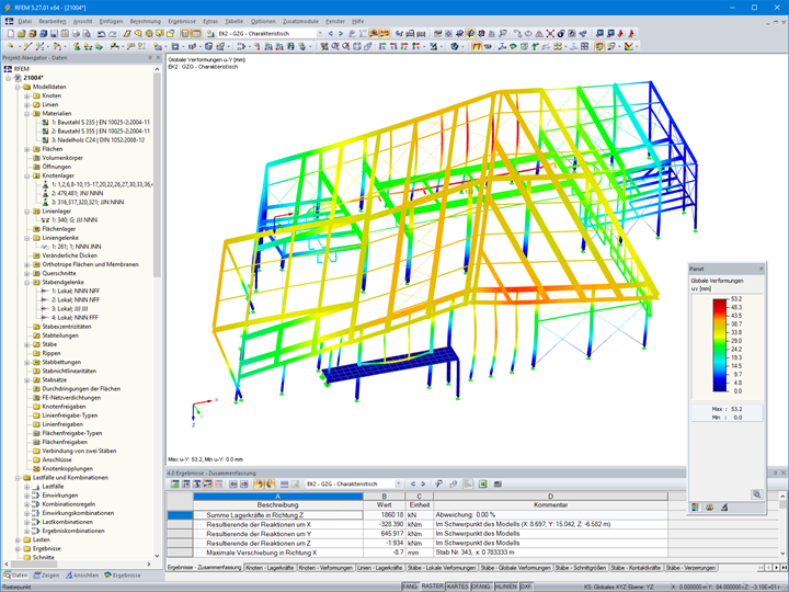 Verformungsbild in RFEM (© m3-ZT GmbH)