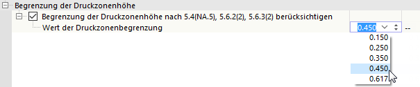 Begrenzung der Druckzonenhöhe
