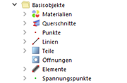 Basisobjekte im Navigator - Daten