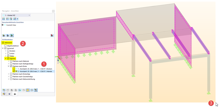 Auswahl aller Wandflächen mittels Sichtbarkeiten