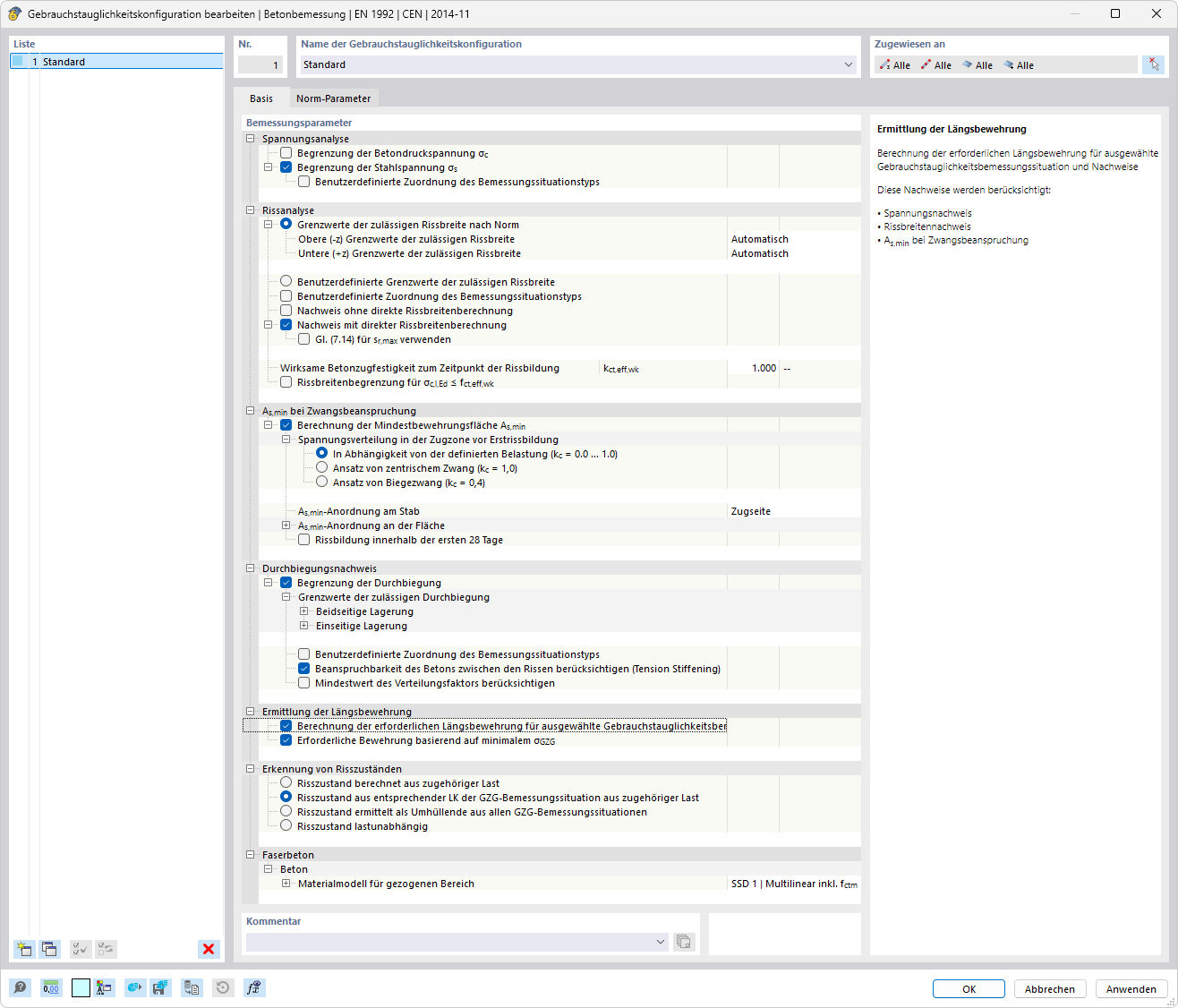 Gebrauchstauglichkeitskonfiguration bearbeiten – Basis
