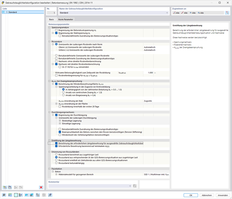 Gebrauchstauglichkeitskonfiguration bearbeiten – Basis