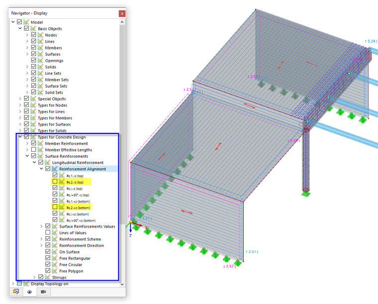 Bewehrung in Primärrichtung darstellen