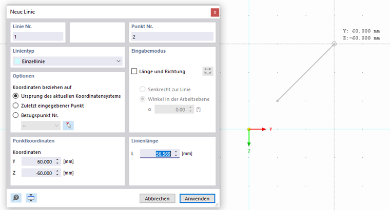 Linie grafisch setzen