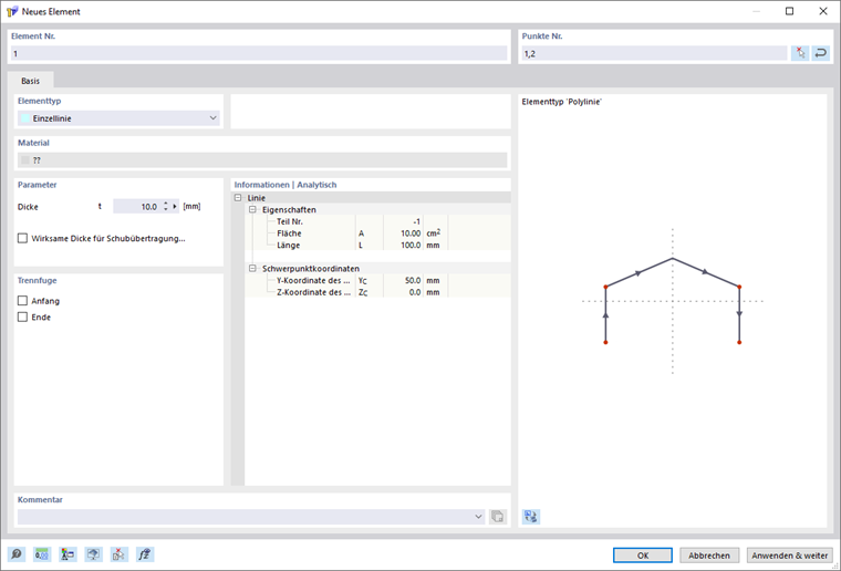 Dialog 'Neues Element'