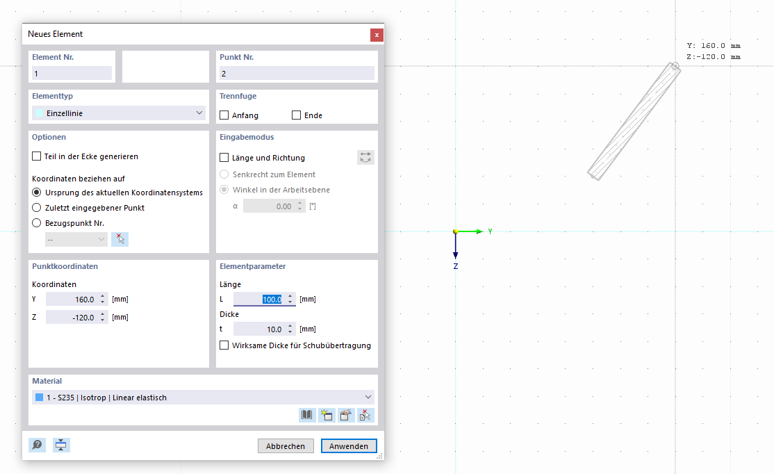 Element grafisch setzen