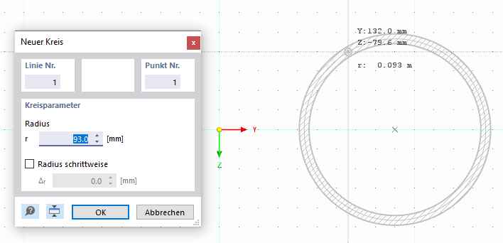 Kreisförmiges Element grafisch setzen