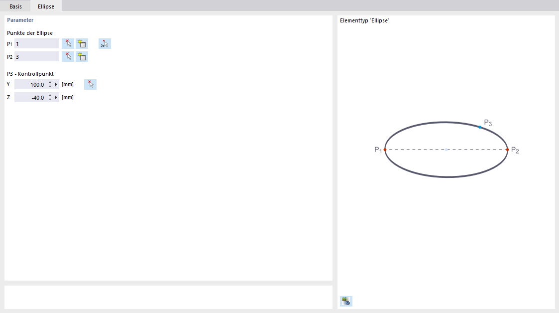 Dialog 'Neues Element', Register 'Ellipse'