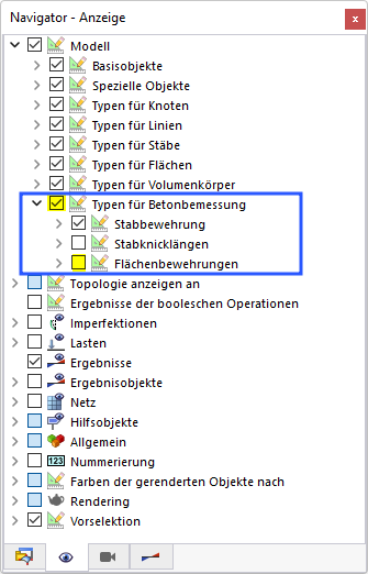 Anzeigen der Stabbewehrung
