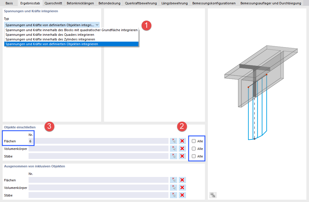 Definition der Integrationsparameter