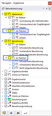 Ausschalten der Flächenergebnisse
