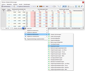 Kontextmenü für Tabellenregister