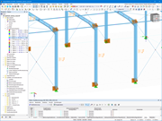 Anordnung von Knotenlagern zur Bestimmung von Knicklängen für Stabilitätsnachweise in Strukturanalysen.