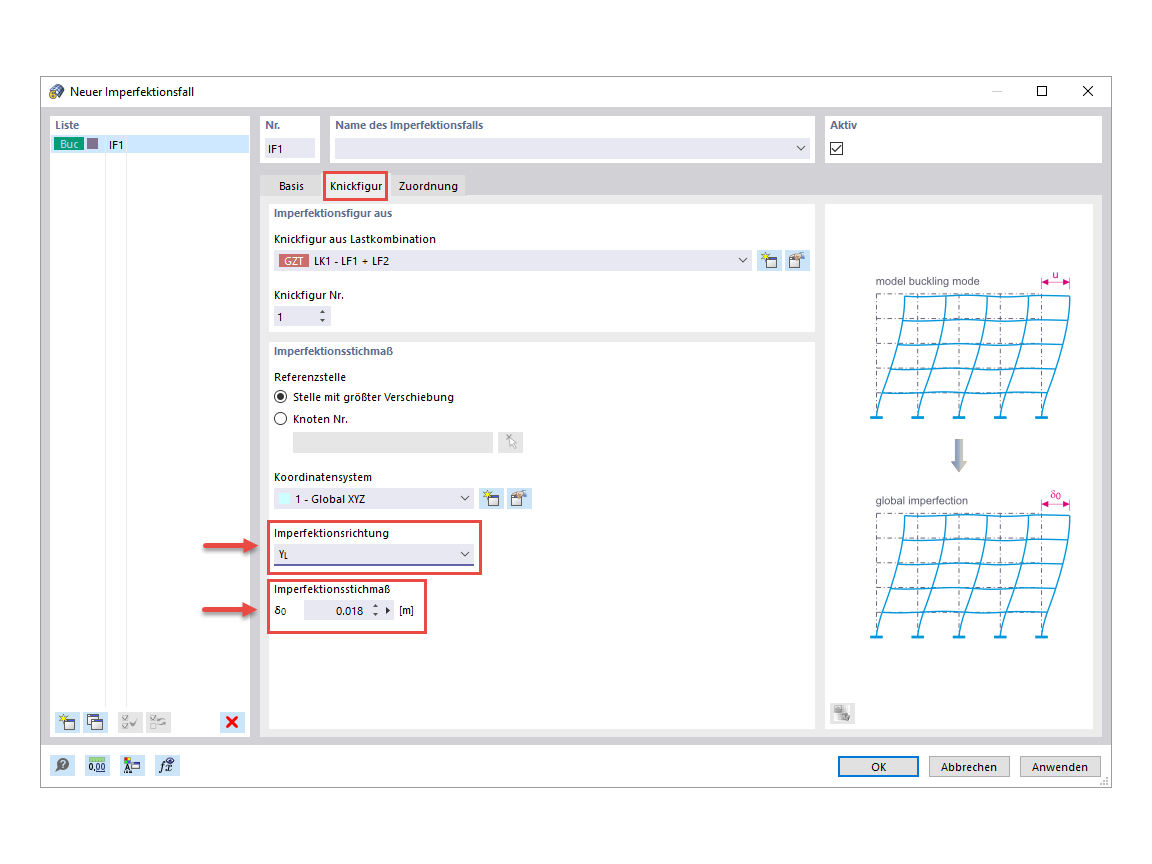 Ansatz für das Anlegen des neuen Imperfektionsfalls