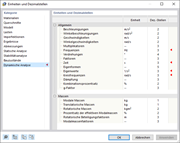 Einheiten und Dezimalstellen für dynamische Analyse anpassen
