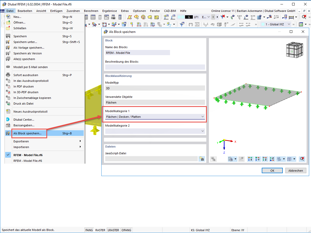 FAQ 005231 | Wie können in RFEM 6 / RSTAB 9 Blöcke erstellt und geöffnet werden?