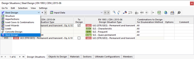 Tabellen "Stahlbemessung"