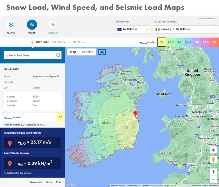 Ermittlung der Windgeschwindigkeit mit dem Geo-Zonen-Tool von Dlubal
