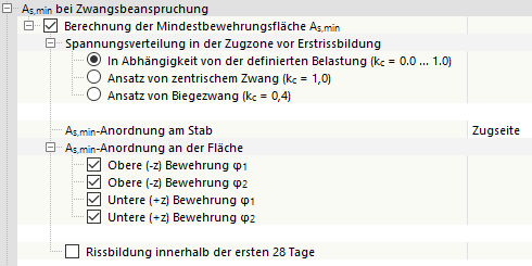 Berechnung der Mindestbewehrungsfläche bei Zwangsbeanspruchung