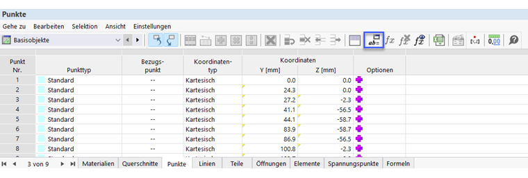 Schaltfläche 'Globale Parameter bearbeiten'