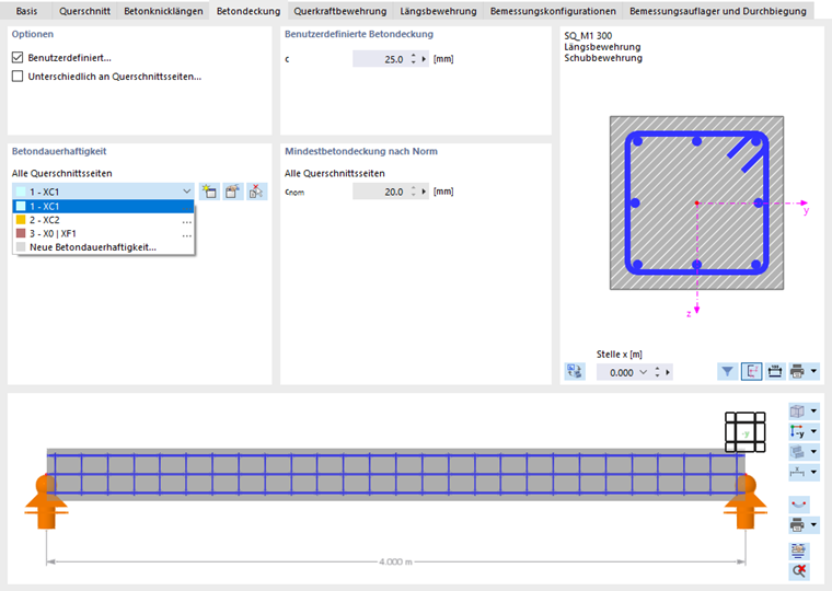 Betondeckung festlegen