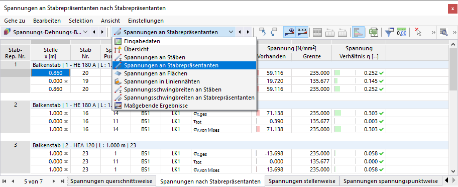 Kategorie 'Spannungen an Stabrepräsentanten' für Ergebnisse