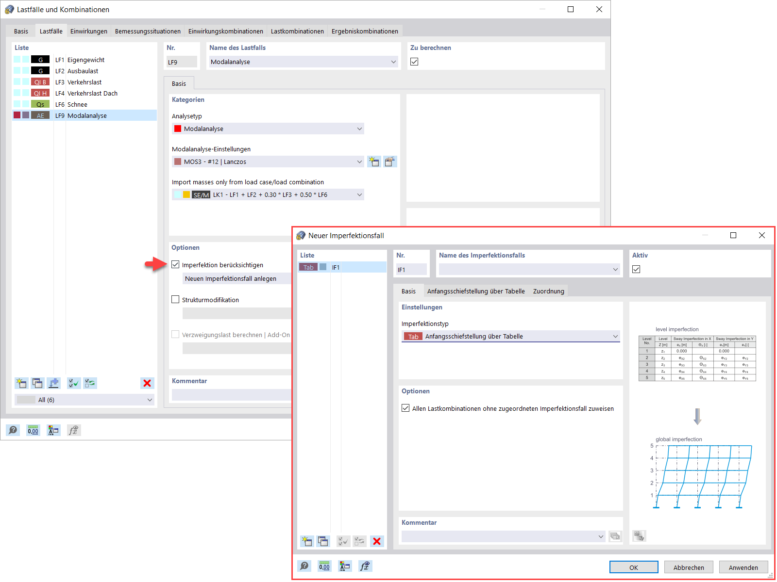 Imperfektionen in der Modalanalyse