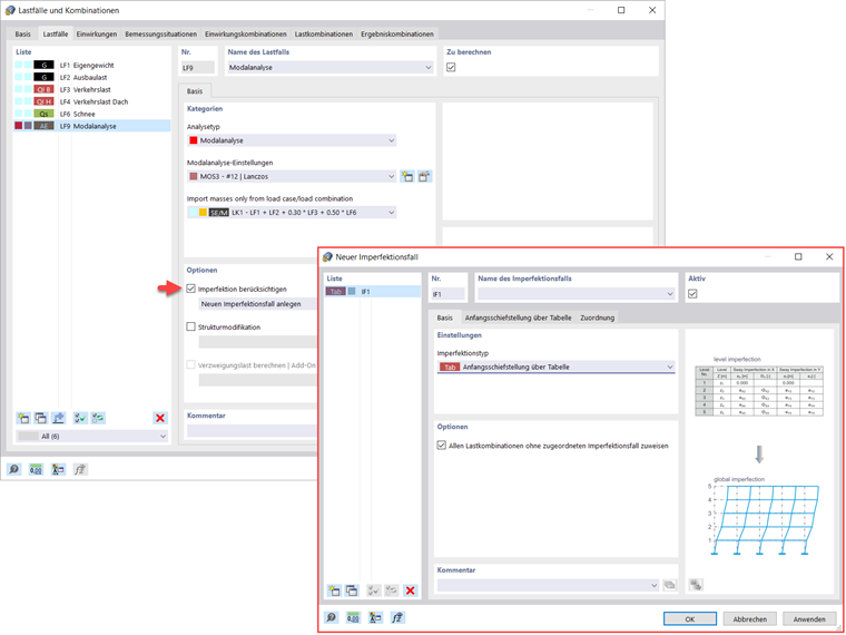 Imperfektionen in der Modalanalyse
