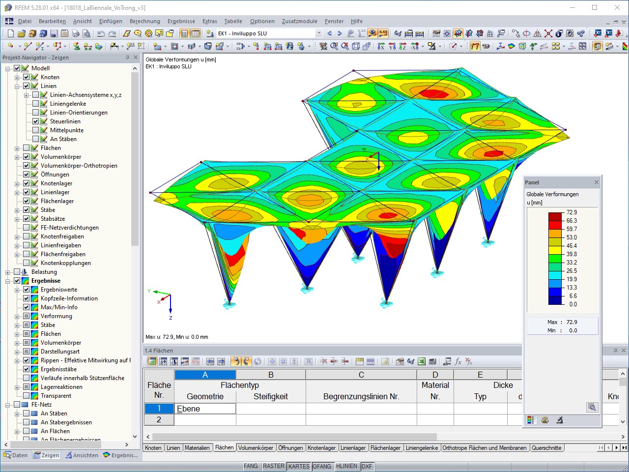 Verformung der Bambusstruktur (© Ergodomus Timber Engineering)