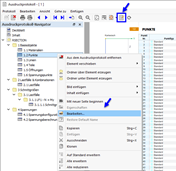 Schaltfläche 'Ausdruckprotokoll bearbeiten' und Kontextmenü