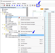 Schaltfläche 'Ausdruckprotokoll bearbeiten' und Kontextmenü