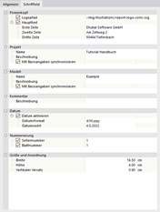 Angaben für Schriftfeld anpassen