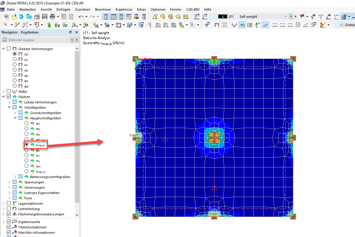 FAQ 005261 | Wie kann ich mir in den Ergebnissen der Statischen Analyse den Ergebniswert für VEd anzeigen lassen?