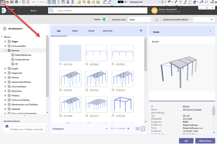 FAQ 005262 | Ich habe RFEM 6 heruntergeladen, aber ich kann die Option „Modell generieren – Stäbe“ nicht finden, wie wir es in RFEN 5 haben. Können Sie mir sagen,