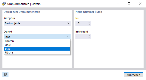 Objekte einzeln umnummerieren
