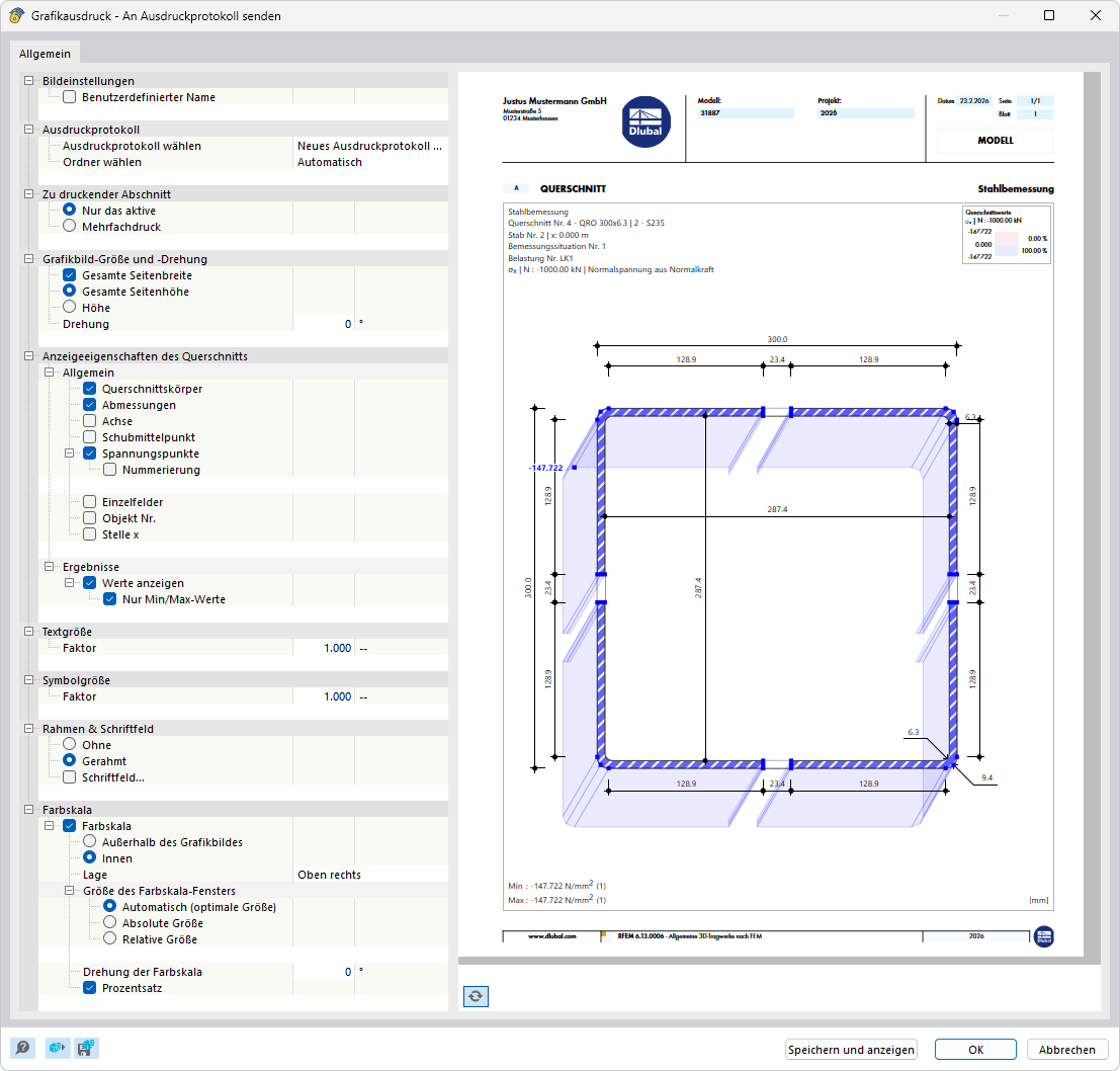 Ergebnisverläufe in Ausdruckprotokoll drucken