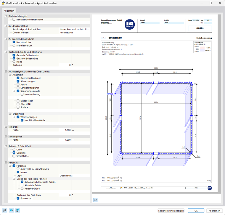 Ergebnisverläufe in Ausdruckprotokoll drucken