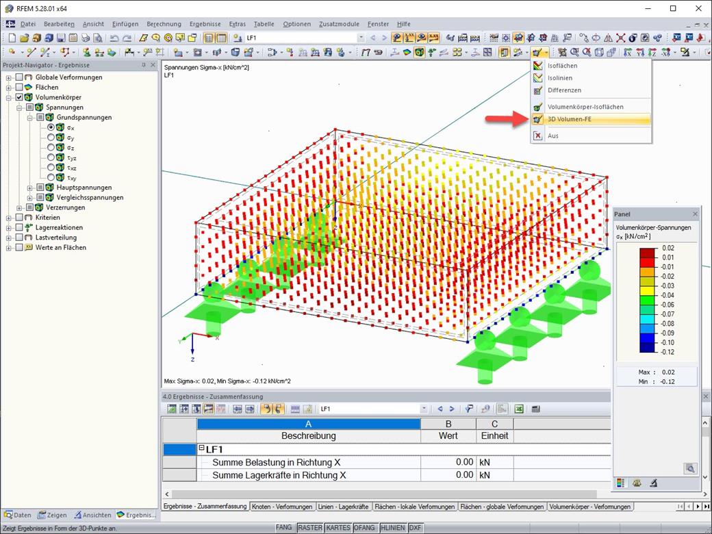 Feature 002423 | Darstellung Ergebnisse in Volumenkörpern