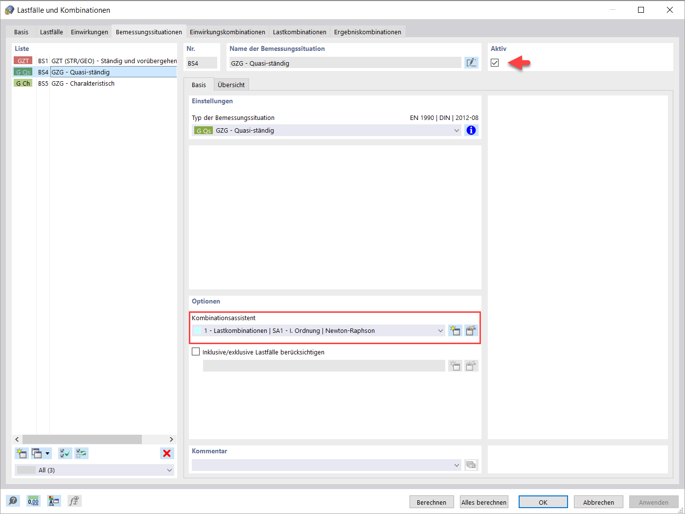 Quasi-ständige Bemessungssituation
