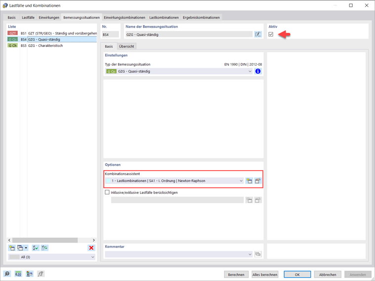 Quasi-ständige Bemessungssituation