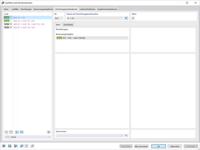Einwirkungskombinationen