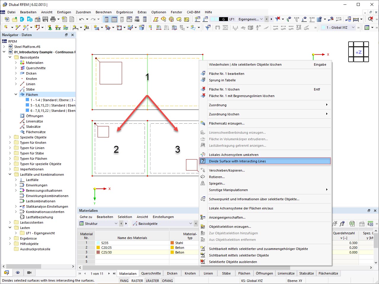 Feature 002441 | Funktion zum Teilen von Flächen an Linien inmitten der Fläche