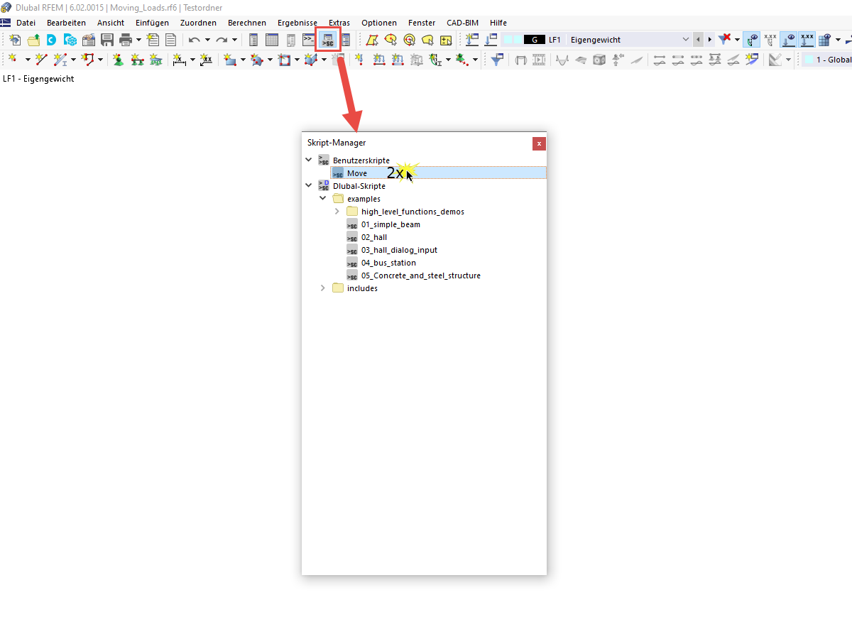 FAQ 005270 | Ich möchte in meinem Modell gerne Wanderlasten an Stäben aufbringen, finde aber das Zusatzmodul RF-BEWEG nicht. Was kann ich tun?