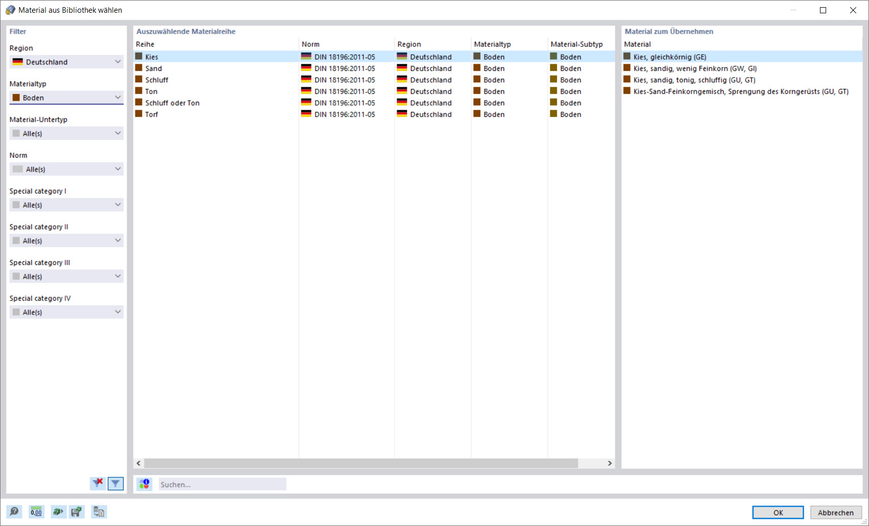 Boden in der Materialbibliothek